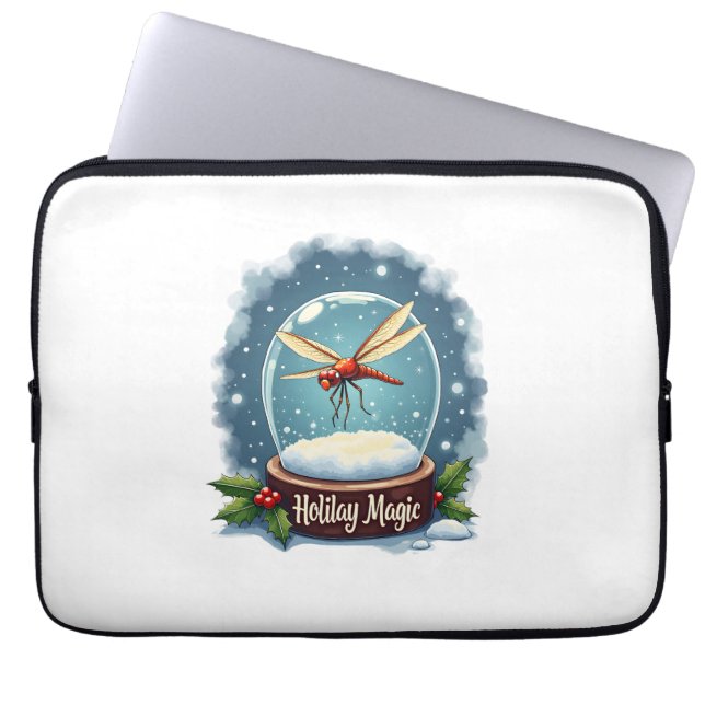 Snow Globe Dragonfly Laptop Sleeve (Front)