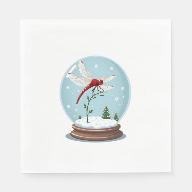 Snow Globe Dragonfly Napkin (Front)