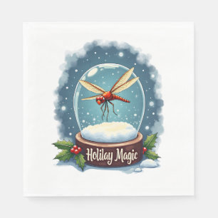 Snow Globe Dragonfly Napkin