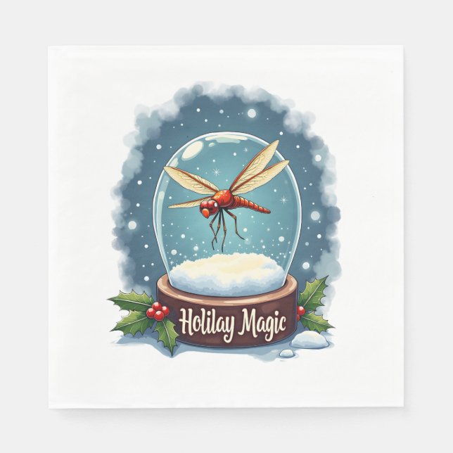 Snow Globe Dragonfly Napkin (Front)