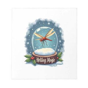 Snow Globe Dragonfly Notepad