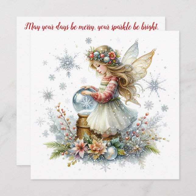 Snow Globe Fairy Holiday Card (Front/Back)