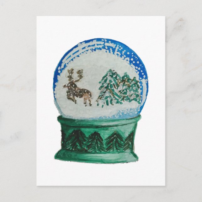 Snow Globe Glass Ball Winter Wonderland Christmas Holiday Postcard (Front)