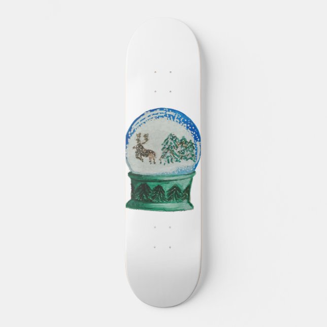 Snow Globe Glass Ball Winter Wonderland Christmas Skateboard (Front)