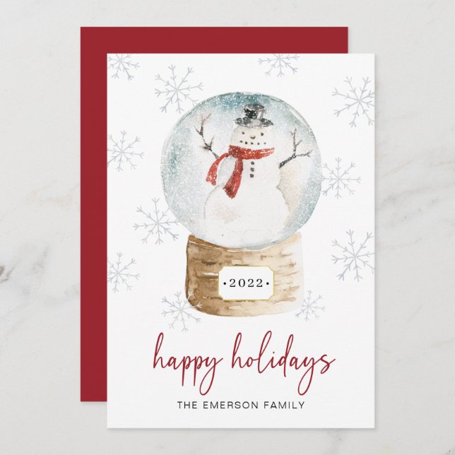 Snow Globe Happy Holiday Card (Front/Back)