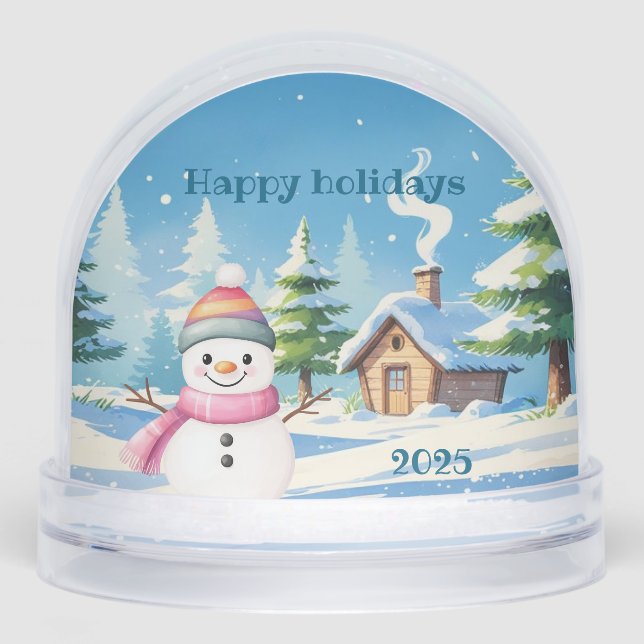 Snow globe happy holidays personalise (Front)