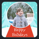 Snow Globe Holiday Photo Stickers<br><div class="desc">Shake it up this holiday season with these customisable Snow Globe Holiday Photo Stickers! The design features a snow globe sitting in a scene so perfect it is usually only seen in a snow globe. The globe has a red base and a ball ready for your favourite photo. Simply replace...</div>