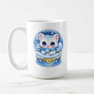 Snow Globe Kitty – Cute Winter Snowman Cat Coffee Mug