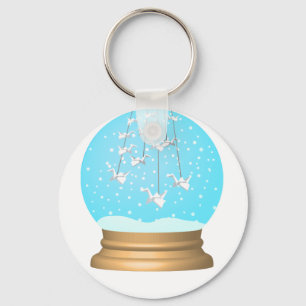 Snow globe Origami swan snowglobe Key Ring