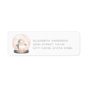 Snow Globe Penguin Return Address Labels