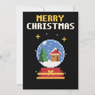 Snow Globe Pixel Art Christmas Card