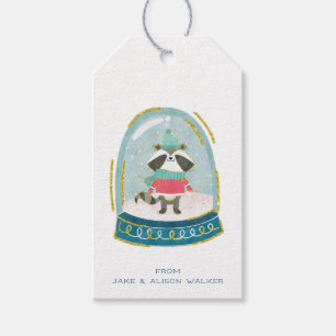 Snow Globe Racoon Gift Tags