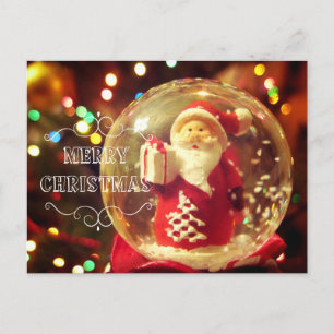 Snow globe Santa Claus Holiday Postcard