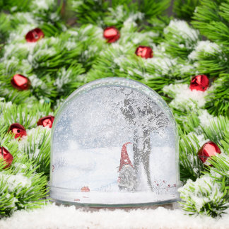 SNOW GLOBE VINTAGE GNOME IN SNOW MERRY CHRISTMAS