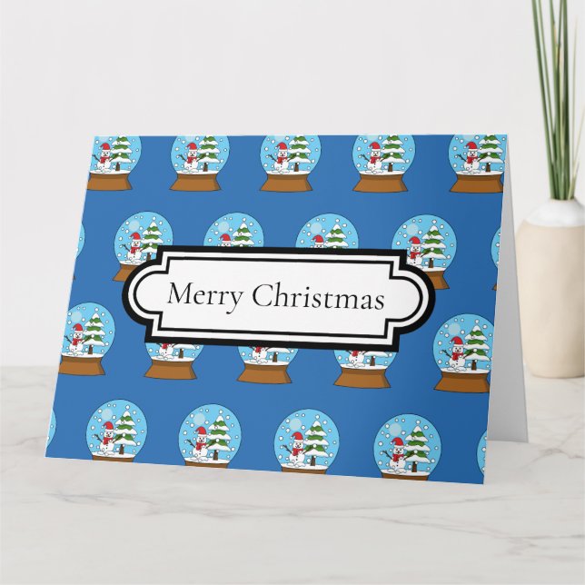 Snow Globe w/ Snowman and Pine Tree | Personalise Card (Front)