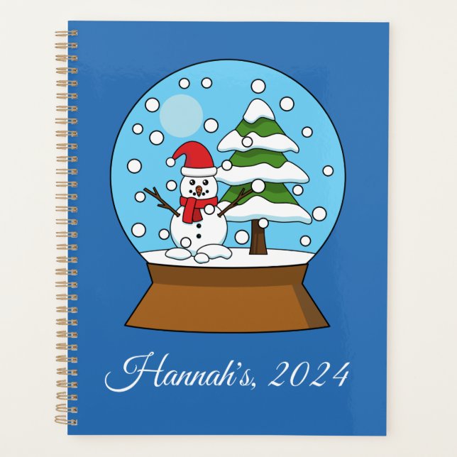 Snow Globe w/ Snowman and Pine Tree | Personalise Planner (Front)