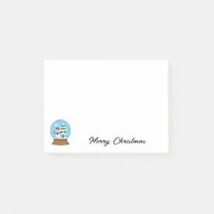Snow Globe w/ Snowman and Pine Tree   Personalise Post-it Notes