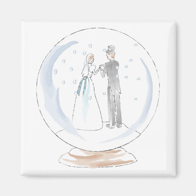Snow Globe Wedding Couple Magnet (Front)