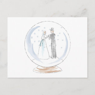 Snow Globe Wedding Couple Postcard