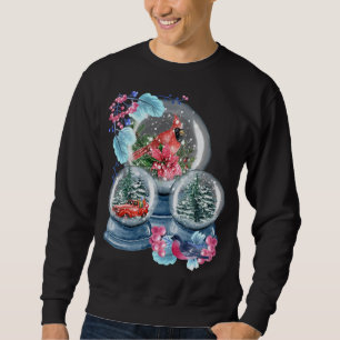Snow Globe Winter Snow Red Cardinal Bird Snowglobe Sweatshirt