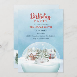 Snow globe Winter wonderland christmas birthday Invitation