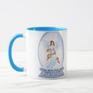 Snow globe with angel illustration mug