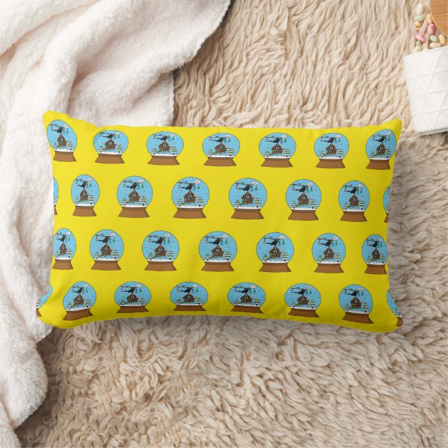 Snow Globe with Blackbird Singing Lumbar Cushion (Blanket)