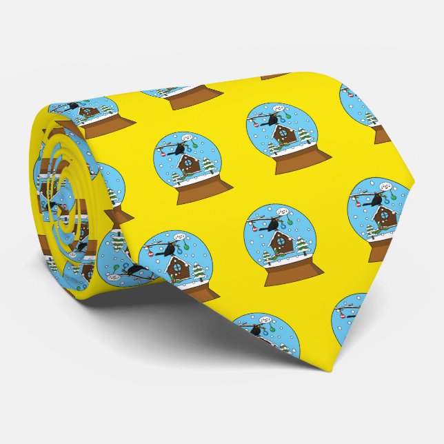 Snow Globe with Blackbird Singing Tie (Rolled)