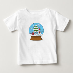 Snow Globe with Cardinal Snowman and Pine Tree Baby T-Shirt