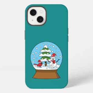 Snow Globe with Cardinal Snowman and Pine Tree iPhone 13 Case