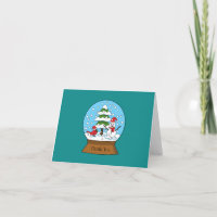Snow Globe with Cardinal Snowman and Pine Tree