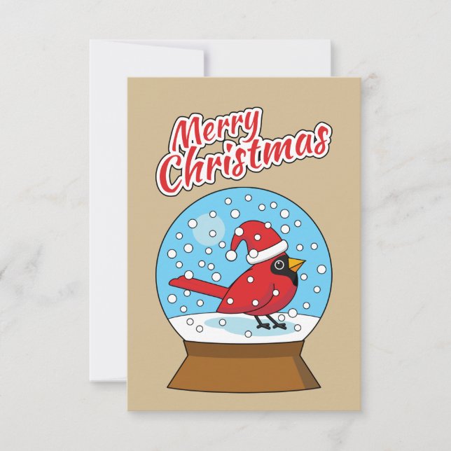 Snow Globe with Cute Red Cardinal (Front)