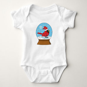Snow Globe with Cute Red Cardinal Baby Bodysuit