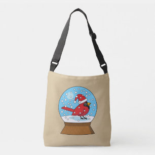 Snow Globe with Cute Red Cardinal Crossbody Bag