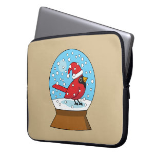 Snow Globe with Cute Red Cardinal Laptop Sleeve