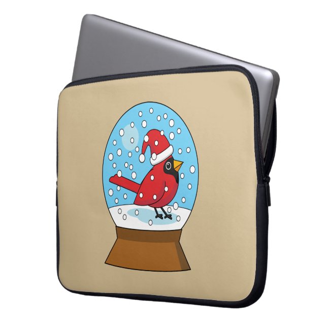 Snow Globe with Cute Red Cardinal Laptop Sleeve (Front Left)