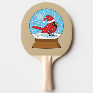 Snow Globe with Cute Red Cardinal Ping Pong Paddle