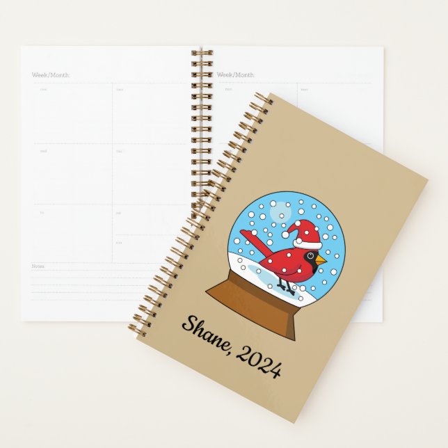 Snow Globe with Cute Red Cardinal Planner (Display)