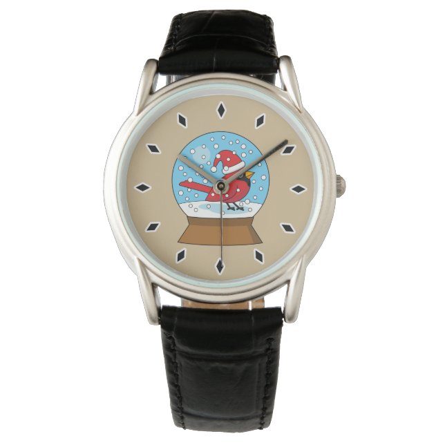 Snow Globe with Cute Red Cardinal Watch (Front)