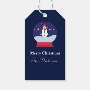 Snow Globe with Cute snowman Christmas Family Gift Tags