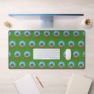 Snow Globe with Cute Sparrow Playing Soccer Desk Mat