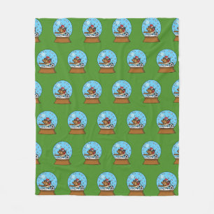 Snow Globe with Cute Sparrow Playing Soccer Fleece Blanket