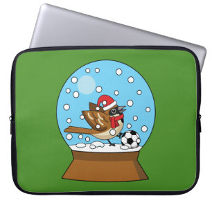 Snow Globe with Cute Sparrow Playing Soccer Laptop Sleeve
