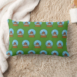 Snow Globe with Cute Sparrow Playing Soccer Lumbar Cushion