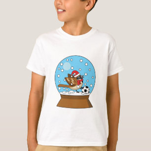 Snow Globe with Cute Sparrow Playing Soccer T-Shirt