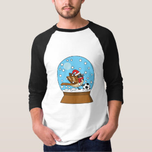 Snow Globe with Cute Sparrow Playing Soccer T-Shirt