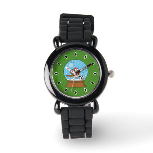 Snow Globe with Cute Sparrow Playing Soccer Watch