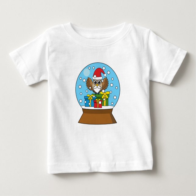 Snow Globe with Santa Claus Owl Baby T-Shirt (Front)
