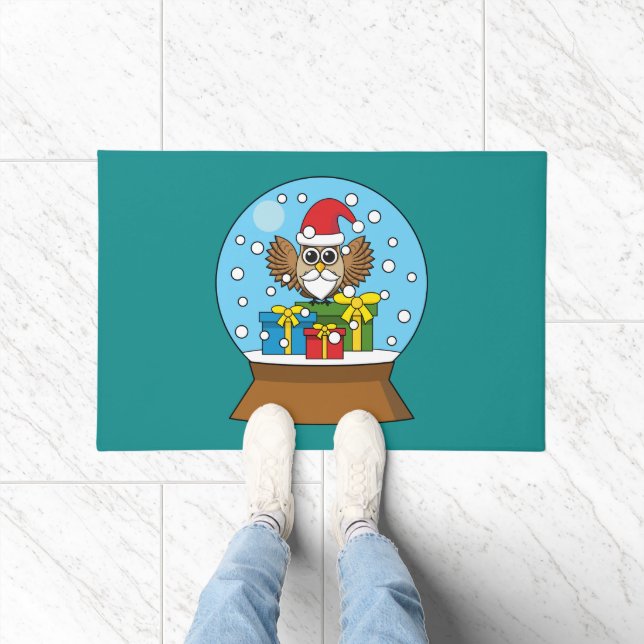 Snow Globe with Santa Claus Owl Doormat (Indoor)