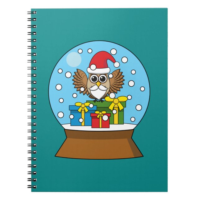 Snow Globe with Santa Claus Owl Notebook (Front)